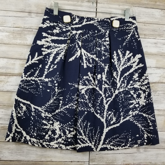 Shoshanna Dresses & Skirts - SHOSHANNA 8 Skirt Navy Ivory Coral Print Preppy